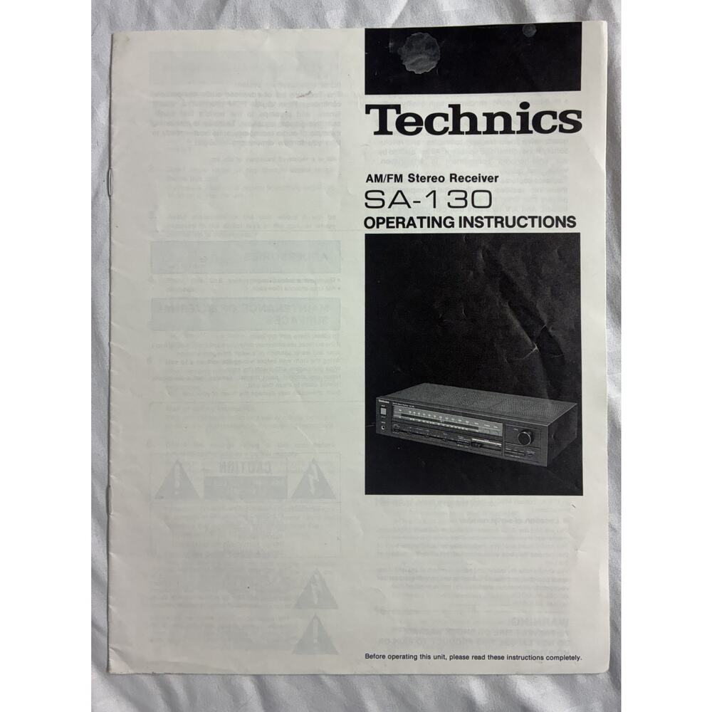 Technics AM/FM Stereo Receiver SA-130 Operating Instructions - Original Manual